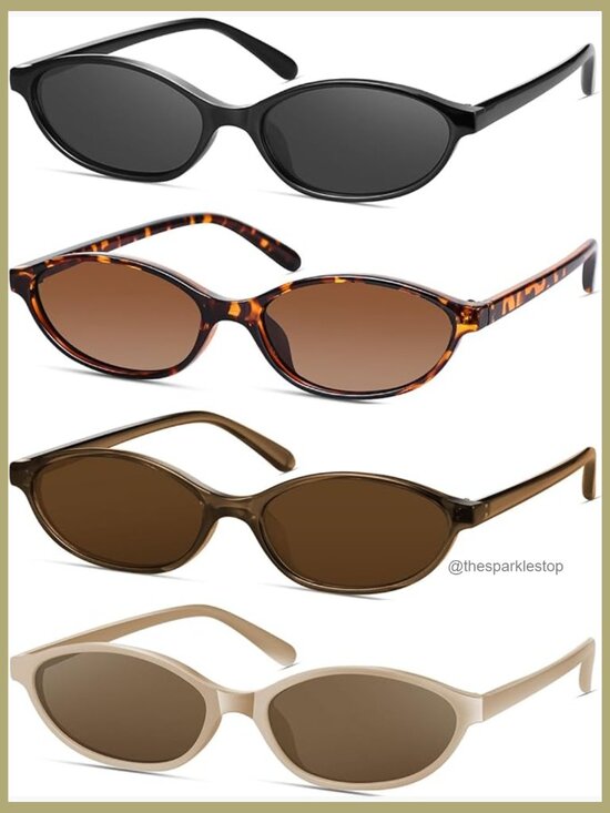 Retro Oval Cat Eye Sunglasses UV Protection Plastic Frame main image 6